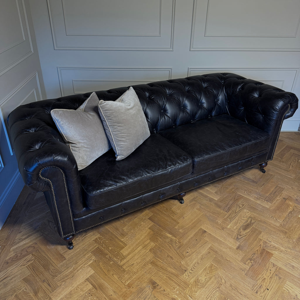 leather Chesterfield sofa, deep buttoned leather sofa, classic Chesterfield sofa, dorking interiors, Surrey interiors, Sandrock house, furniture shop, furniture shop Surrey, dorking furniture shop