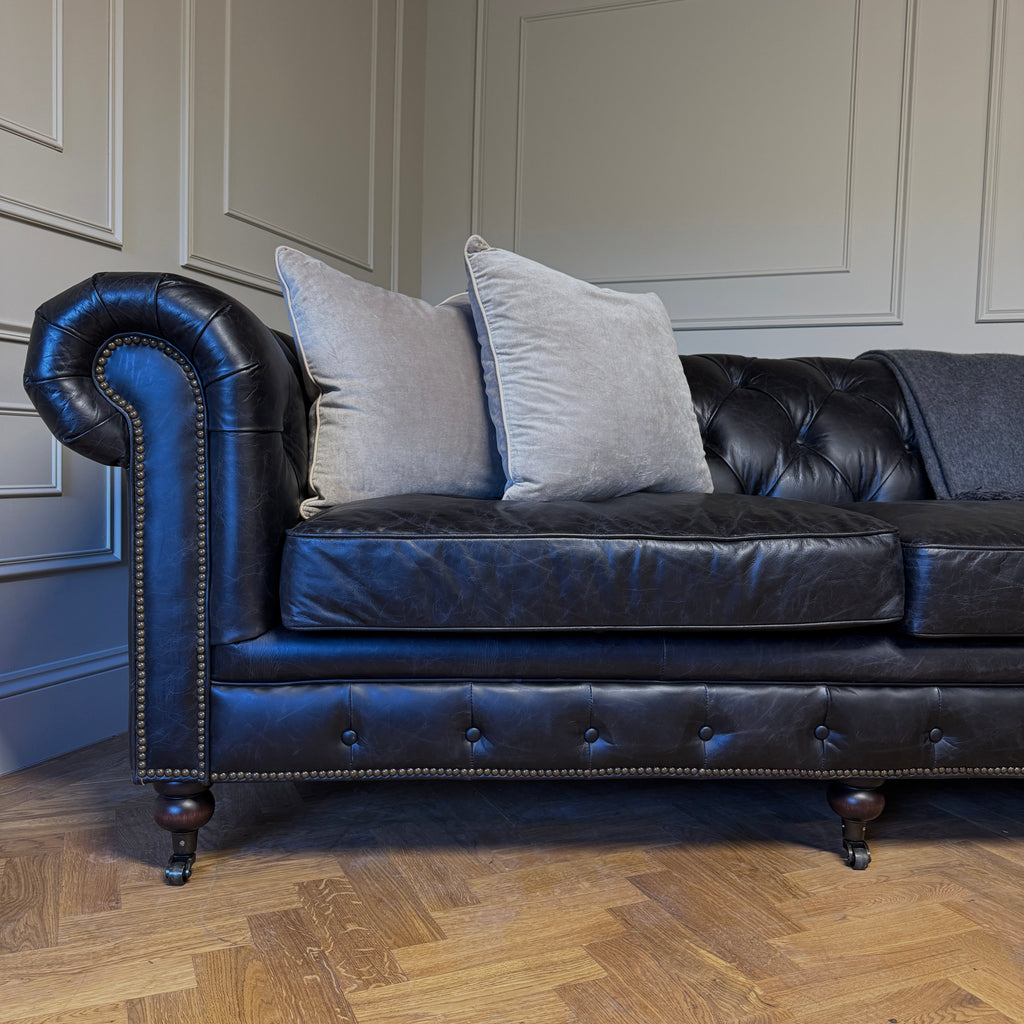 leather Chesterfield sofa, deep buttoned leather sofa, classic Chesterfield sofa, dorking interiors, Surrey interiors, Sandrock house, furniture shop, furniture shop Surrey, dorking furniture shop