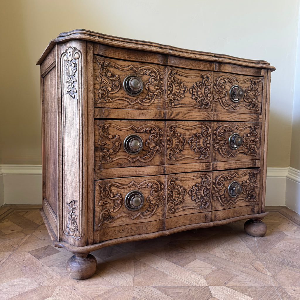 French Wooden dresser with intricate carvings 