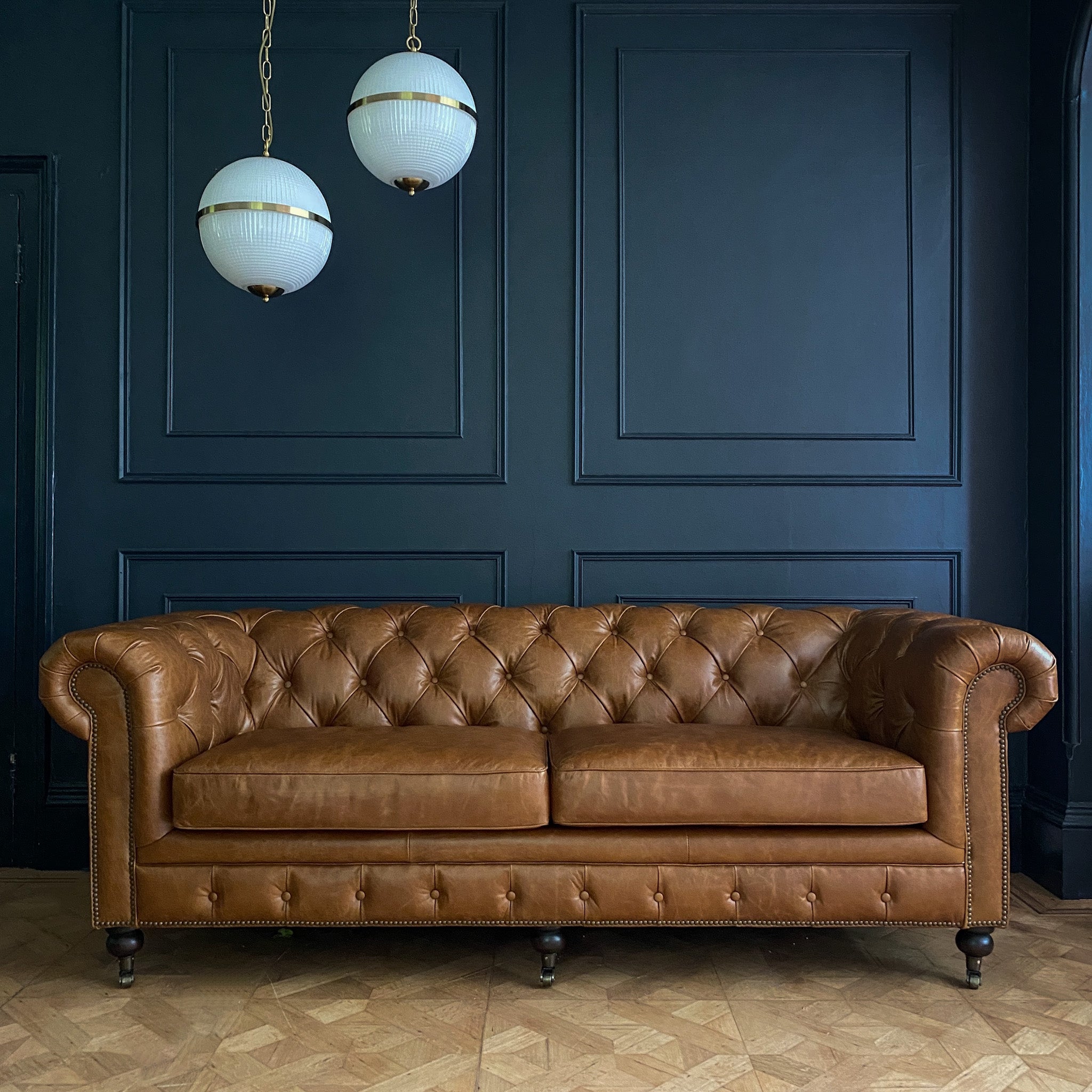Three Seater Tan Leather Chesterfield Sofa – Sandrock House